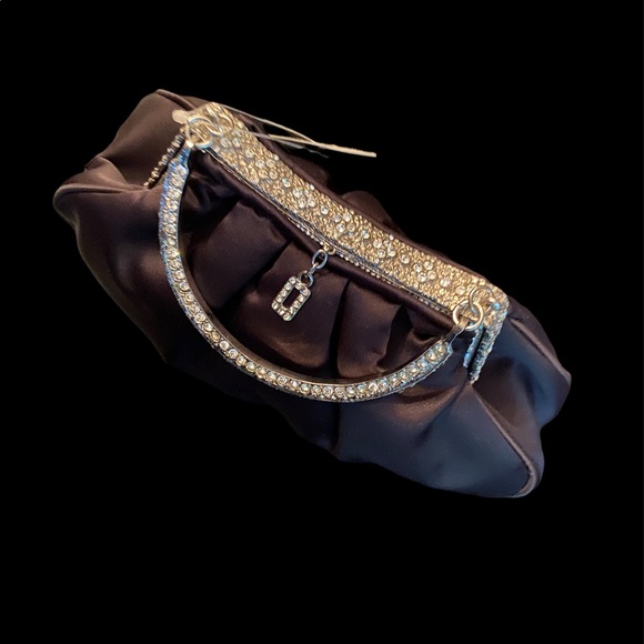 No longer made - Satin black evening bag with Rhinestones - New With Tag - Picture 5 of 6